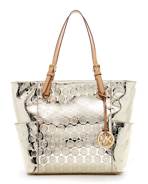 michael kors jet set metallic leather tote|jet set small Michael Kors.